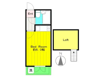 エンクルらんど坂(ワンルーム/1階)の間取り写真