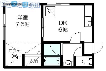 プチメゾン(1DK/2階)の間取り写真