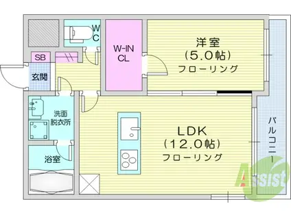 LUANA AIR RESIDENCE五橋(1LDK/1階)の間取り写真