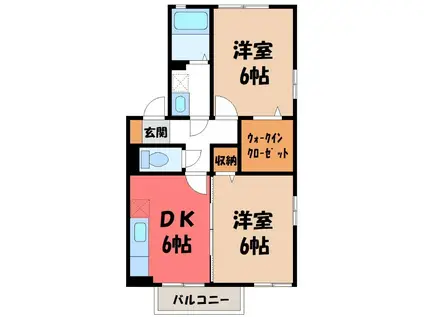 グランメール桜町A(2DK/2階)の間取り写真