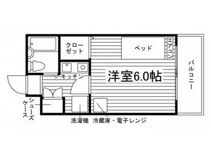 カレッジコートセイセキ(1K/1階)の間取り写真