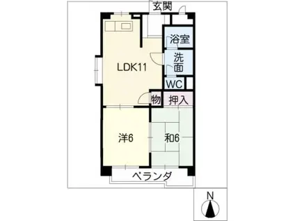 アベニュー下山(2DK/3階)の間取り写真