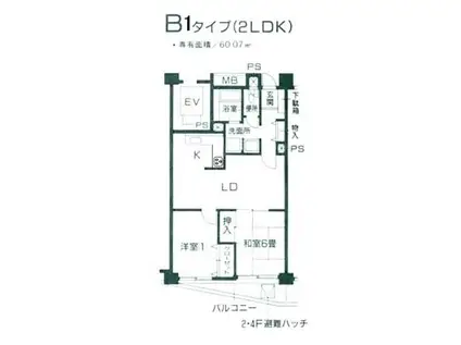 コンフォートK(2LDK/4階)の間取り写真