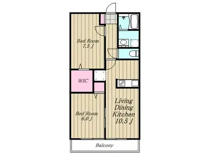 クレスト宇奈根(2LDK/2階)の間取り写真