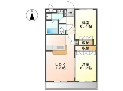 モデルナ江木(2LDK/2階)の間取り写真