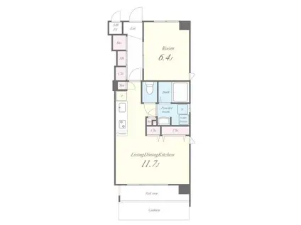 アンシャンテ総持寺(1LDK/1階)の間取り写真