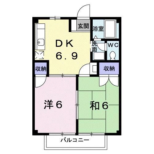 ニューシティ三輪(2DK/2階)の間取り写真