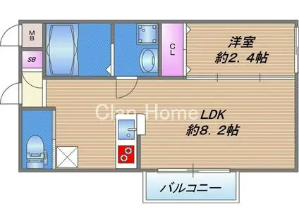 ワコーレヴィータ東今里(1LDK/3階)の間取り写真