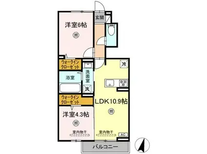 サンヒルズ鍋島駅前(2LDK/1階)の間取り写真