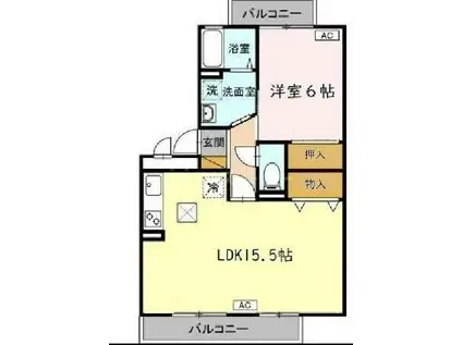ハイカムールST・ユアサ(1LDK/2階)の間取り写真