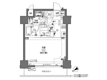 ズーム横浜(1K/11階)の間取り写真