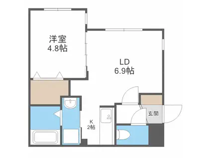 LUNA CLARIS 菊水(1LDK/3階)の間取り写真