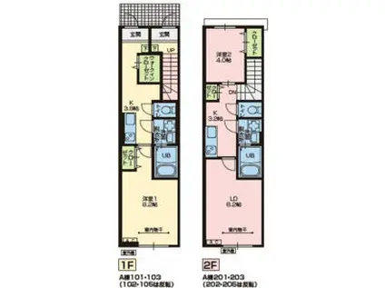 PORTE BONHEURIV A棟(1K/1階)の間取り写真