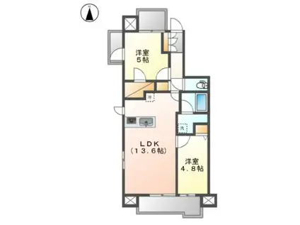 ダイアパレス セントラル ザ・フォート(2LDK/15階)の間取り写真