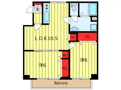 グレイスマンション(2LDK/4階)の間取り写真