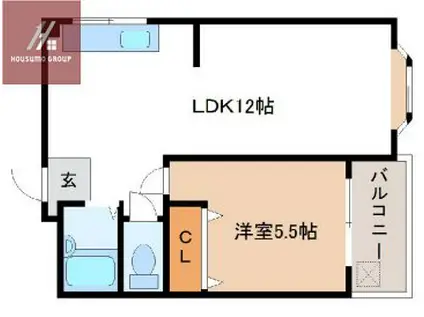 リバーサイドハイツ(1LDK/3階)の間取り写真