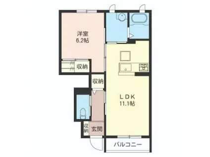 ポラリスA(1LDK/1階)の間取り写真