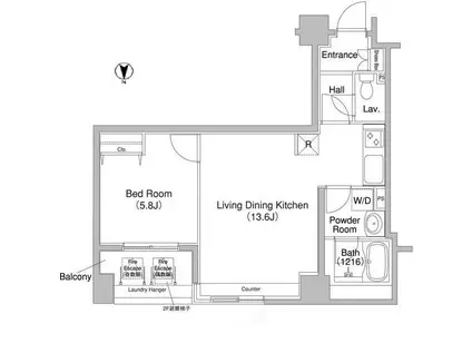 コンフォリア銀座イースト(1LDK/6階)の間取り写真