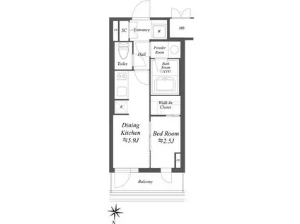 アイフラット文京本駒込(1DK/4階)の間取り写真