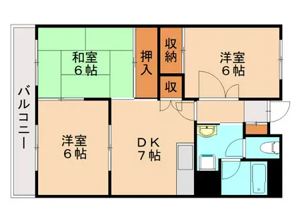 サンシャイン三上(3DK/1階)の間取り写真