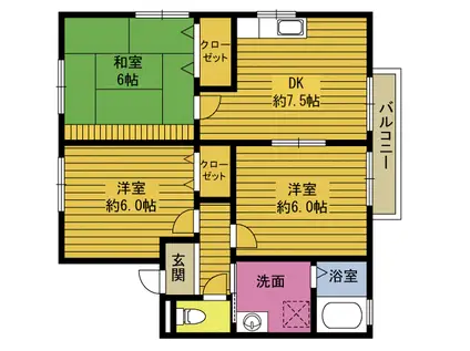 エレガンスハイツみやび(3DK/2階)の間取り写真