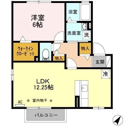 ローズコート西三島B(1LDK/2階)の間取り写真