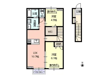 アンバーヴィレッジ(2LDK/2階)の間取り写真