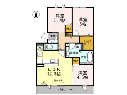 RE・EARTHの杜 つき(3LDK/1階)の間取り写真