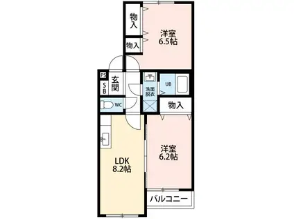 ネイ・ステージA(2LDK/2階)の間取り写真