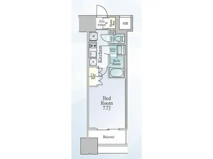 ルフォンブランシェ品川南大井(1K/15階)の間取り写真