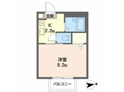 バウ・ソリオE(1K/2階)の間取り写真