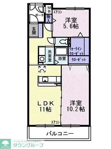グランドヒルズヴィラ(2LDK/2階)の間取り写真