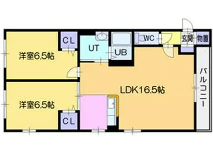 ウィングキャッスル(2LDK/2階)の間取り写真