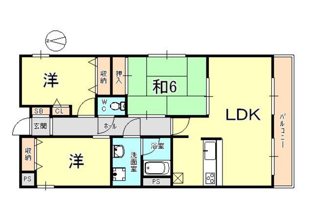 キャロル御影(3LDK/2階)の間取り写真