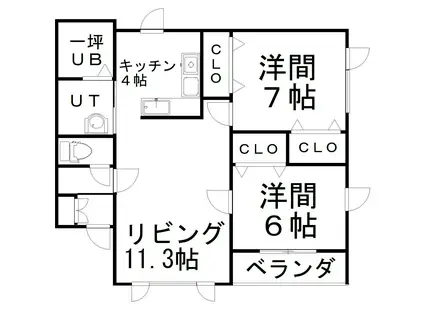 グランドハイツ浦見(2LDK/2階)の間取り写真