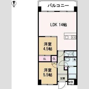 リーベンハイツ(2LDK/1階)の間取り写真