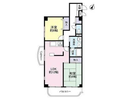 ドミール・アン(2LDK/2階)の間取り写真