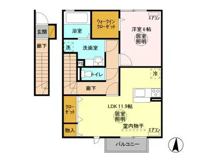 PALII(1LDK/2階)の間取り写真