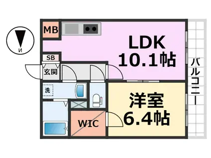 ジュリア塚口(1LDK/3階)の間取り写真