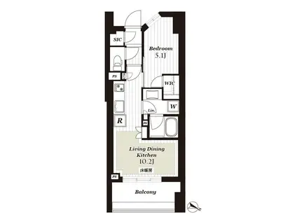 ザ・マジェスティコート目黒(1LDK/14階)の間取り写真