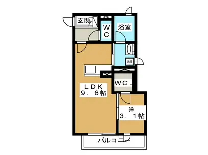 メゾン ウーノ(1LDK/1階)の間取り写真