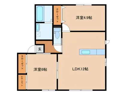 レリーフ21(2LDK/1階)の間取り写真