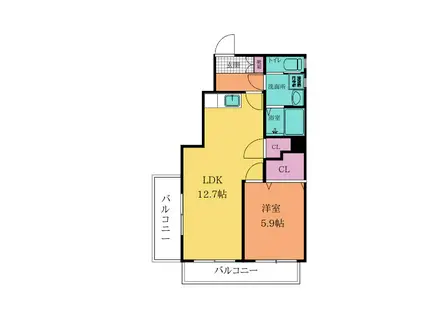 フェルト1024(1LDK/5階)の間取り写真
