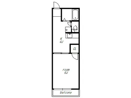 名鉄名古屋本線 岐南駅 徒歩27分 2階建 築43年(1K/2階)の間取り写真