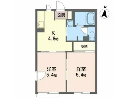 メゾンパークスII B(2K/1階)の間取り写真