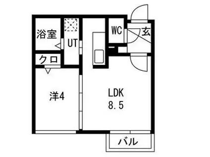 ラフィーネ南平岸(1LDK/2階)の間取り写真