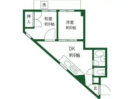 カーサケイワイNO.2(2DK/3階)の間取り写真