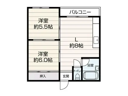 ロイヤル丸文II(2DK/4階)の間取り写真