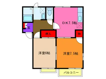 アネックス青柳A(2DK/2階)の間取り写真
