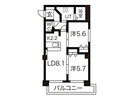 HGS山鼻(2LDK/7階)の間取り写真